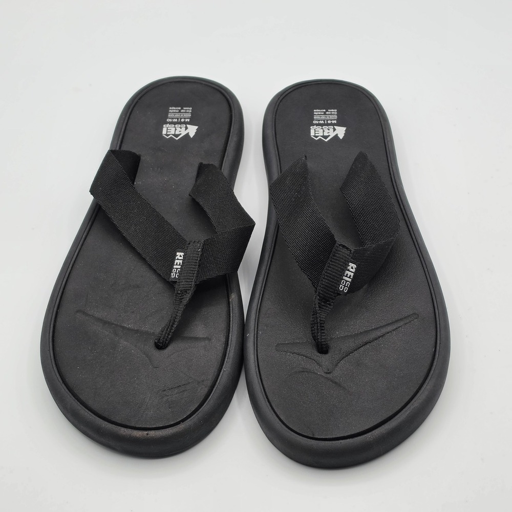 REI Co-op Flip Flop Sandals Mens 9 Womens 10 Black Excellent Sustainable Scraps